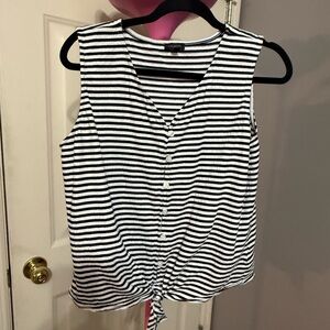 Black and White Striped Button-Down Blouse